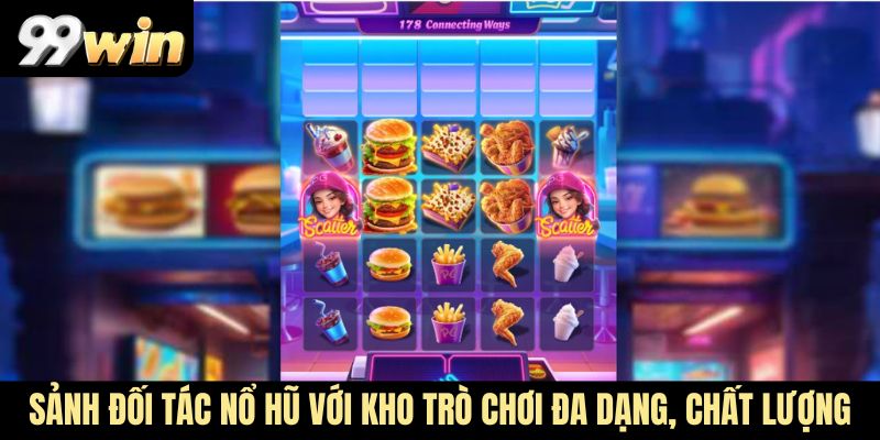 Sảnh đối tác nổ hũ với kho trò chơi đa dạng, chất lượng